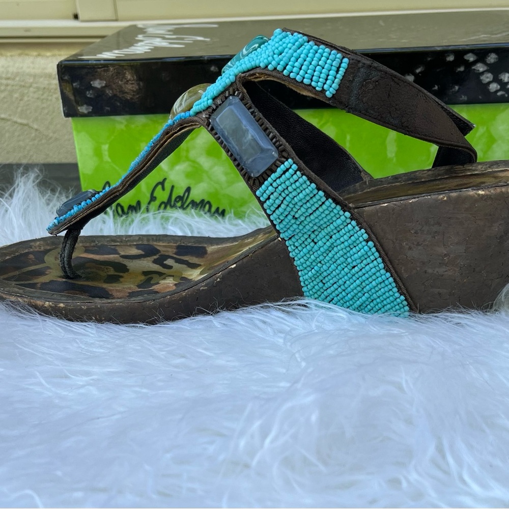 Sam Edelman size 10 Turquoise bead Sandal - Picture 3 of 6